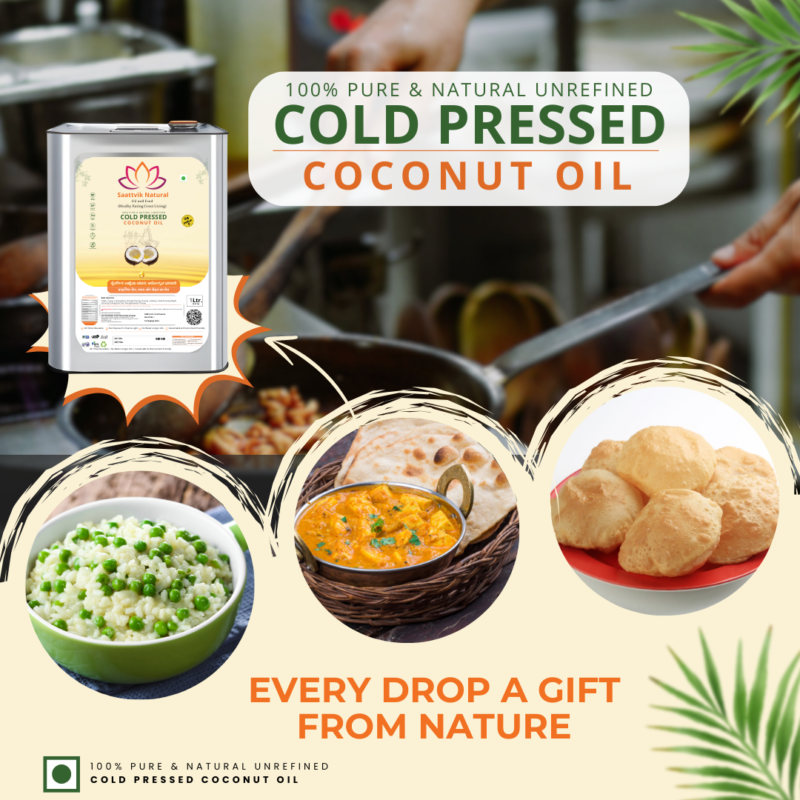 Saatvik Naturals Premium Cold Pressed Coconut Oil<br> Pure & Unrefined, Multipurpose, No Added Water,  <br>Rich in MCTs & Vitamin E, 1L , 2L, 15L - Image 7