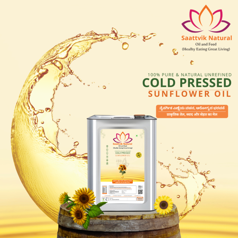 Saatvik Naturals Premium Cold Pressed Sunflower Oil - 1, 5, 15 L - Image 2