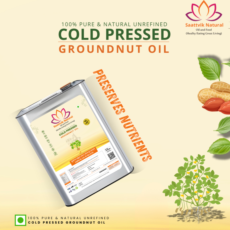 Saattvik Natural Cold Pressed Groundnut Oil - Image 2