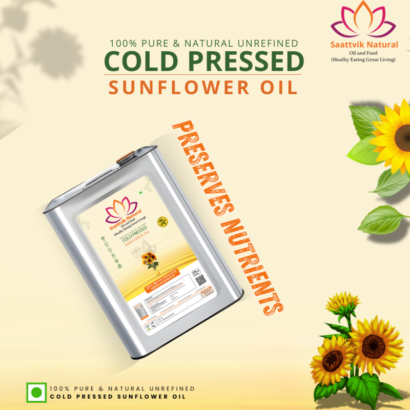 Saatvik Naturals Premium Cold Pressed Sunflower Oil - 1, 5, 15 L - Image 3