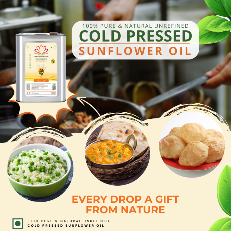 Saatvik Naturals Premium Cold Pressed Sunflower Oil - 1, 5, 15 L - Image 6