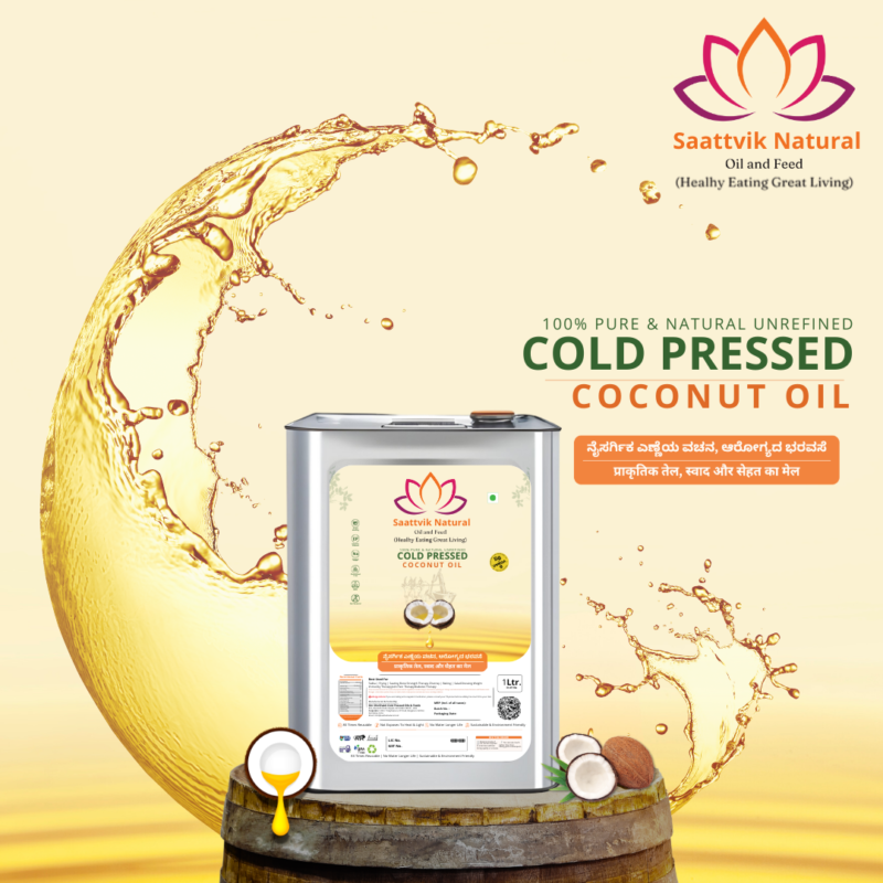 Saatvik Naturals Premium Cold Pressed Coconut Oil<br> Pure & Unrefined, Multipurpose, No Added Water,  <br>Rich in MCTs & Vitamin E, 1L , 2L, 15L - Image 2